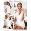 image:imageEkouaer Womens Lace Satin Pajama Set Button Down Pj Shorts Set Bridesmaids Getting Ready Outfits Casual Sleepwear XSXXLWhite