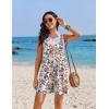 image:imageEkouaer Womens Overalls Summer Rompers Sleeveless Short Jumpsuits Casual Beach Vacation Outfits with PocketsFloral Orange