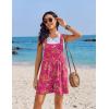 image:imageEkouaer Womens Overalls Summer Rompers Sleeveless Short Jumpsuits Casual Beach Vacation Outfits with PocketsFloral Rose