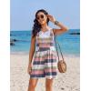image:imageEkouaer Womens Overalls Summer Rompers Sleeveless Short Jumpsuits Casual Beach Vacation Outfits with PocketsPink Stripe