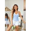 image:imageEkouaer Womens Pajama Sets 2 Piece Sexy Lingerie Sleepwear with Pockets Lightweight Lace Cami Shorts Adjustable Straps PjsBlue Floral
