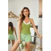 image:imageEkouaer Womens Pajama Sets 2 Piece Sexy Lingerie Sleepwear with Pockets Lightweight Lace Cami Shorts Adjustable Straps PjsGreen Floral