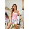 image:imageEkouaer Womens Pajama Sets 2 Piece Sexy Lingerie Sleepwear with Pockets Lightweight Lace Cami Shorts Adjustable Straps PjsLight Pink Leopard