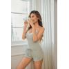 image:imageEkouaer Womens Pajama Sets 2 Piece Sexy Lingerie Sleepwear with Pockets Lightweight Lace Cami Shorts Adjustable Straps PjsSage Green
