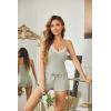 image:imageEkouaer Womens Pajama Sets 2 Piece Sexy Lingerie Sleepwear with Pockets Lightweight Lace Cami Shorts Adjustable Straps PjsSage Green