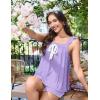 image:imageEkouaer Womens Pajamas Sets 2 Piece Ruffle Bow Tank Top and Shorts Pjs Soft Bridal Pajama Cute Sleepwear Set XS2XLLilac