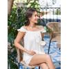 image:imageEkouaer Womens Pajamas Sets 2 Piece Ruffle Bow Tank Top and Shorts Pjs Soft Bridal Pajama Cute Sleepwear Set XS2XLWhite
