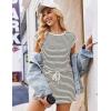 image:imageEkouaer Womens Rompers for Summer Casual One Piece Short Jumpsuit 2026 Striped Cap Sleeve Beach Clothes Travel OutfitsBeige Striped