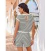 image:imageEkouaer Womens Rompers for Summer Casual One Piece Short Jumpsuit 2026 Striped Cap Sleeve Beach Clothes Travel OutfitsBeige Striped