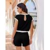 image:imageEkouaer Womens Rompers for Summer Casual One Piece Short Jumpsuit 2026 Striped Cap Sleeve Beach Clothes Travel OutfitsBlack