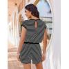 image:imageEkouaer Womens Rompers for Summer Casual One Piece Short Jumpsuit 2026 Striped Cap Sleeve Beach Clothes Travel OutfitsBlack Striped