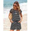 image:imageEkouaer Womens Rompers for Summer Casual One Piece Short Jumpsuit 2026 Striped Cap Sleeve Beach Clothes Travel OutfitsBlack Striped