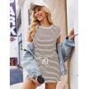 image:imageEkouaer Womens Rompers for Summer Casual One Piece Short Jumpsuit 2026 Striped Cap Sleeve Beach Clothes Travel OutfitsBrown Beige Striped