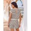image:imageEkouaer Womens Rompers for Summer Casual One Piece Short Jumpsuit 2026 Striped Cap Sleeve Beach Clothes Travel OutfitsBrown Beige Striped