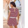 image:imageEkouaer Womens Rompers for Summer Casual One Piece Short Jumpsuit 2026 Striped Cap Sleeve Beach Clothes Travel OutfitsDark Red Striped