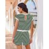image:imageEkouaer Womens Rompers for Summer Casual One Piece Short Jumpsuit 2026 Striped Cap Sleeve Beach Clothes Travel OutfitsGreen Striped