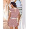 image:imageEkouaer Womens Rompers for Summer Casual One Piece Short Jumpsuit 2026 Striped Cap Sleeve Beach Clothes Travel OutfitsPink Striped
