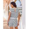 image:imageEkouaer Womens Rompers for Summer Casual One Piece Short Jumpsuit 2026 Striped Cap Sleeve Beach Clothes Travel OutfitsWhite Striped