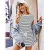 image:imageEkouaer Womens Rompers for Summer Casual One Piece Short Jumpsuit 2026 Striped Cap Sleeve Beach Clothes Travel OutfitsWhite Striped