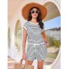 image:imageEkouaer Womens Rompers for Summer Casual One Piece Short Jumpsuit 2026 Striped Cap Sleeve Beach Clothes Travel OutfitsWhite Striped
