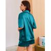 image:imageEkouaer Womens Silk Satin Pajama Set 2 Piece Heart Embroidery Short Sleeve Button Down Pjs Set for Bridal PartyGreen