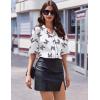 image:imageEkouaer Womens Silk Satin Pajama Set 2 Piece Heart Embroidery Short Sleeve Button Down Pjs Set for Bridal PartyLeopard Bow