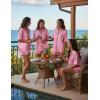 image:imageEkouaer Womens Silk Satin Pajama Set 2 Piece Heart Embroidery Short Sleeve Button Down Pjs Set for Bridal PartyLight Pink