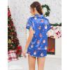 image:imageEkouaer Womens Silk Satin Pajamas Short Sleeve PJS Shorts Set Soft Button Down Sleepwear 2 Piece Loungewear S5XLBlue Christmas Snowman