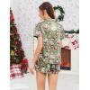 image:imageEkouaer Womens Silk Satin Pajamas Short Sleeve PJS Shorts Set Soft Button Down Sleepwear 2 Piece Loungewear S5XLGreen Christmas Snowman