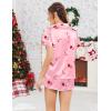 image:imageEkouaer Womens Silk Satin Pajamas Short Sleeve PJS Shorts Set Soft Button Down Sleepwear 2 Piece Loungewear S5XLPink Christmas Candy Cane