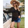 image:imageEkouaer Womens Swimsuit Cover Ups Crochet Swim Coverup Knit Bathing Suit Knit Beach Vacation Outfits SwimwearA Black