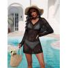 image:imageEkouaer Womens Swimsuit Cover Ups Crochet Swim Coverup Knit Bathing Suit Knit Beach Vacation Outfits SwimwearA Black