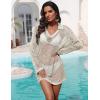 image:imageEkouaer Womens Swimsuit Cover Ups Crochet Swim Coverup Knit Bathing Suit Knit Beach Vacation Outfits SwimwearBeige