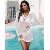 image:imageEkouaer Womens Swimsuit Cover Ups Crochet Swim Coverup Knit Bathing Suit Knit Beach Vacation Outfits SwimwearC White