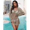 image:imageEkouaer Womens Swimsuit Cover Ups Crochet Swim Coverup Knit Bathing Suit Knit Beach Vacation Outfits SwimwearKhaki