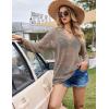 image:imageEkouaer Womens Swimsuit Cover Ups Crochet Swim Coverup Knit Bathing Suit Knit Beach Vacation Outfits SwimwearKhaki