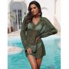 image:imageEkouaer Womens Swimsuit Cover Ups Crochet Swim Coverup Knit Bathing Suit Knit Beach Vacation Outfits SwimwearMilitary Green