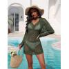 image:imageEkouaer Womens Swimsuit Cover Ups Crochet Swim Coverup Knit Bathing Suit Knit Beach Vacation Outfits SwimwearMilitary Green
