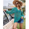 image:imageEkouaer Womens Swimsuit Cover Ups Crochet Swim Coverup Knit Bathing Suit Knit Beach Vacation Outfits SwimwearMint Green