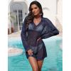 image:imageEkouaer Womens Swimsuit Cover Ups Crochet Swim Coverup Knit Bathing Suit Knit Beach Vacation Outfits SwimwearNavy Blue