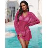 image:imageEkouaer Womens Swimsuit Cover Ups Crochet Swim Coverup Knit Bathing Suit Knit Beach Vacation Outfits SwimwearRose Red