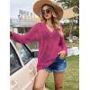 image:imageEkouaer Womens Swimsuit Cover Ups Crochet Swim Coverup Knit Bathing Suit Knit Beach Vacation Outfits SwimwearRose Red