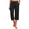 image:imageEkouaer 2 Pack Womens Capri Pajama Pants Printed Drawstring Comfy Pj Bottoms With PocketsBlack