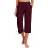 image:imageEkouaer 2 Pack Womens Capri Pajama Pants Printed Drawstring Comfy Pj Bottoms With PocketsBurgundy