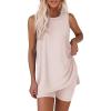 image:imageEkouaer Biker Short Sets Womens 2 Piece Lounge Set 2026 Summer Matching Outfits Sleeveless Loungewear clothingBeige