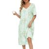 image:imageEkouaer Cotton Nightgowns for Women Short Sleeve Night Gown V Neck Button Sleep Shirt Soft House DressGreen Little Flower