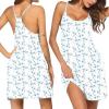 image:imageEkouaer Cotton Nightgowns for Women Sleeveless Night Gown Tank Sleepshirts Racerback Sleep Dress Spaghetti Strap ChemiseBlue Floral White