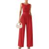 image:imageEkouaer Jumpsuits for Women One Piece Jumpsuit Wide Leg Sleeveless Crewneck Casual Womens Romper Jumpers With Pockets 2026Red
