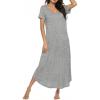 image:imageEkouaer Long Nightgowns for Women Bamboo Viscose Sleepshirt Short Sleeve Night Gown V Neck House DressLight Grey