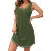 image:imageEkouaer Nightgowns for Women Bamboo Viscose Night Gown Sleeveless Sleepshirt Chemise Sleepwear Tank Sleep Dress S3XLArmy Green